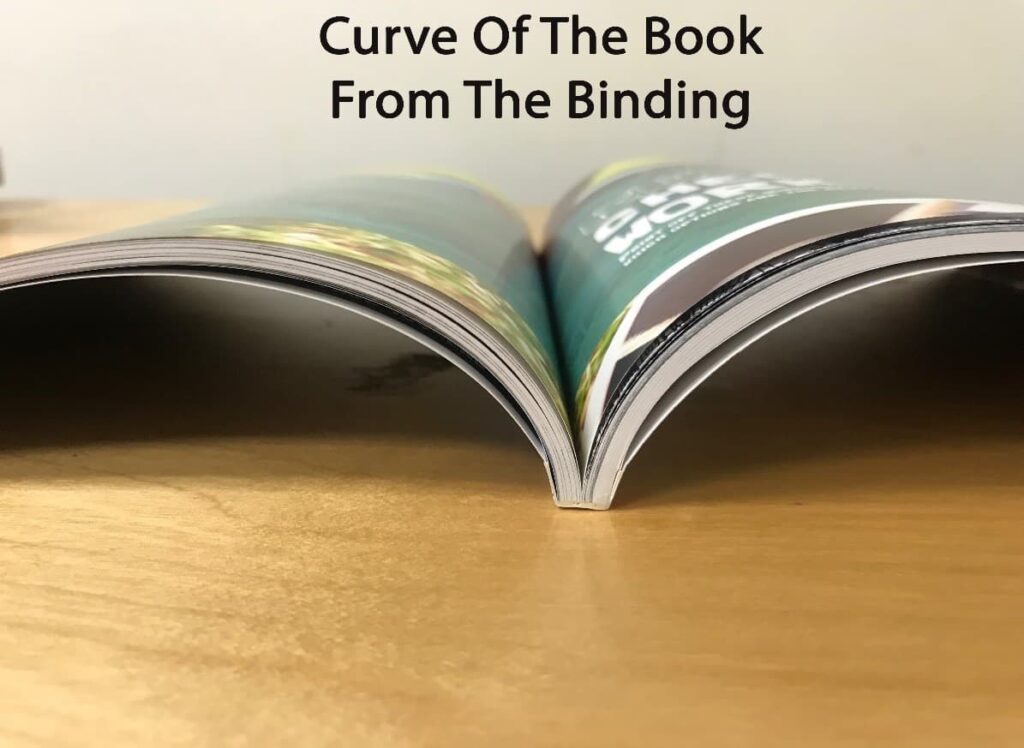 Open perfect bound book showing the curve that creates the gutter