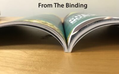 Open perfect bound book showing the curve that creates the gutter