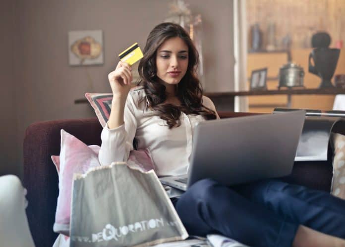 Woman about to buy from an online business