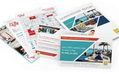 Mix of marketing brochures, postcards, and flyers