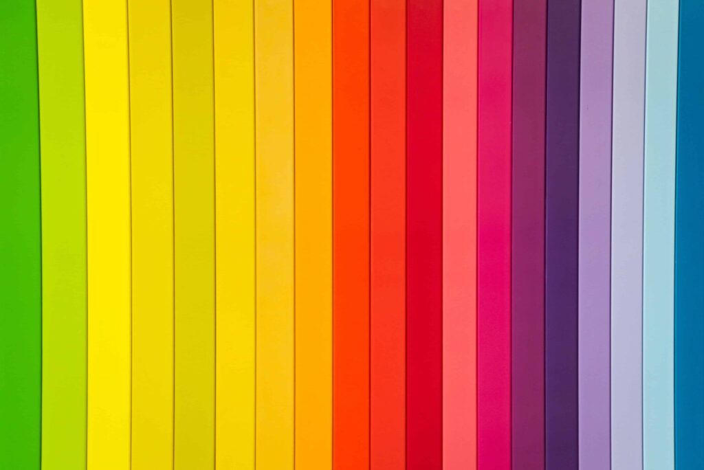 Colored sheets in the color of the rainbow