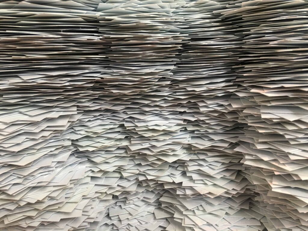 Large stacks of uncoated paper