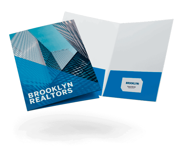 Floating presentation folders with business cards