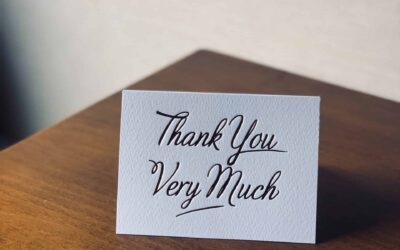 Wedding thank you card on a table