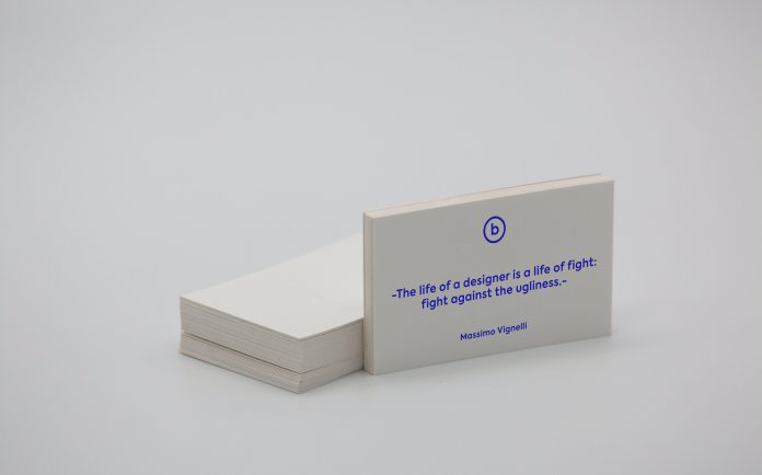 White business card font blue