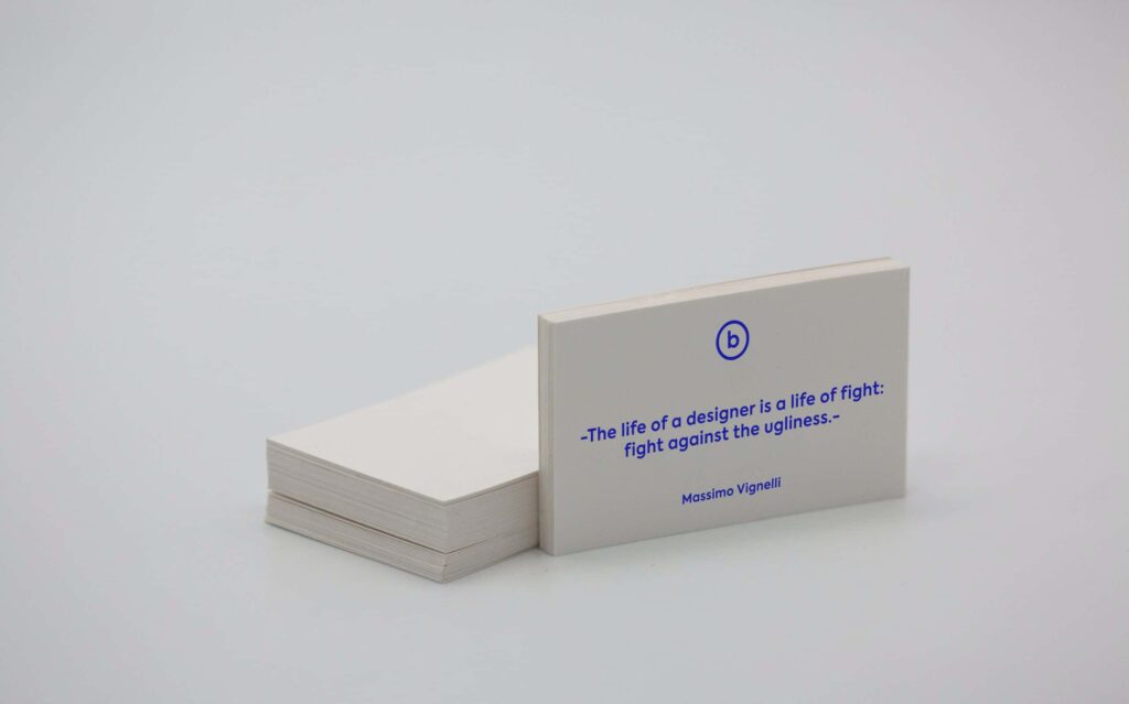 White business card font blue