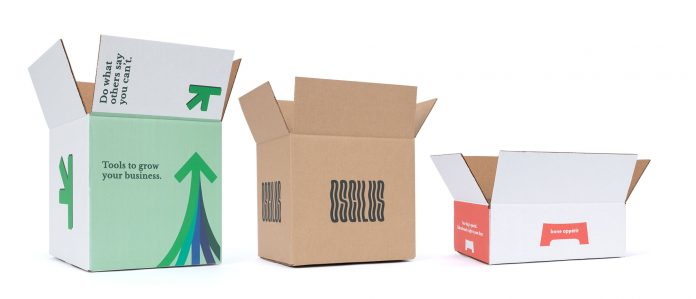 White and kraft shipping boxes