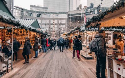 Outdoor holiday market during winter