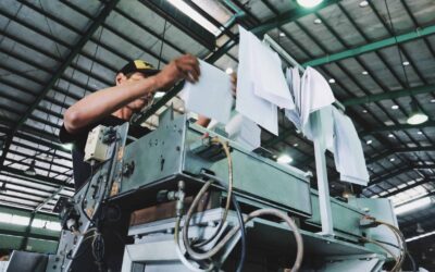 Person printing in a warehouse