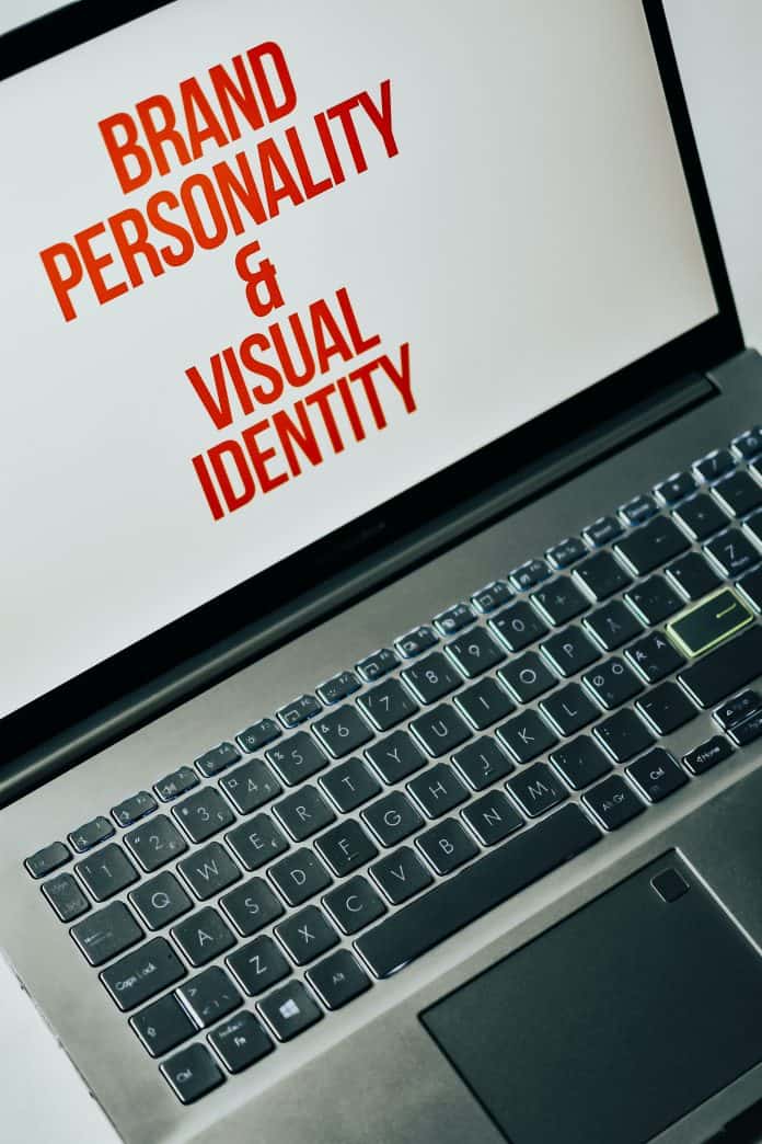 brand personality and visual identity on a laptop screen