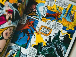 Printed comic book panels