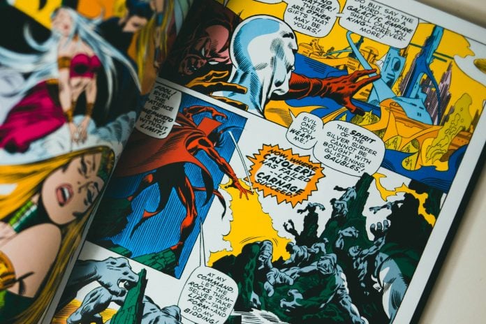 Printed comic book panels